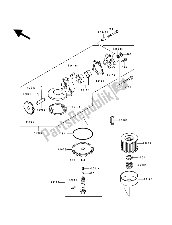 Tutte le parti per il Pompa Dell'olio del Kawasaki Zephyr 550 1993