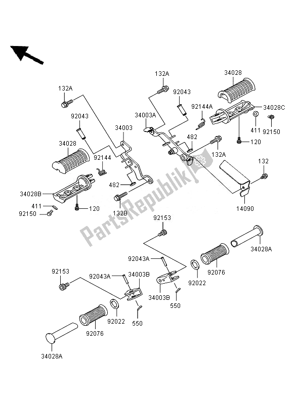 All parts for the Footrests of the Kawasaki Eliminator 125 2007