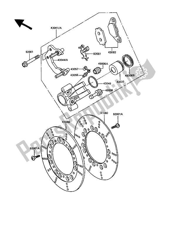 Alle onderdelen voor de Voor Rem van de Kawasaki GT 550 1989