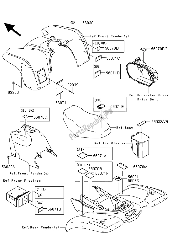 All parts for the Labels of the Kawasaki KVF 360 4X4 2011