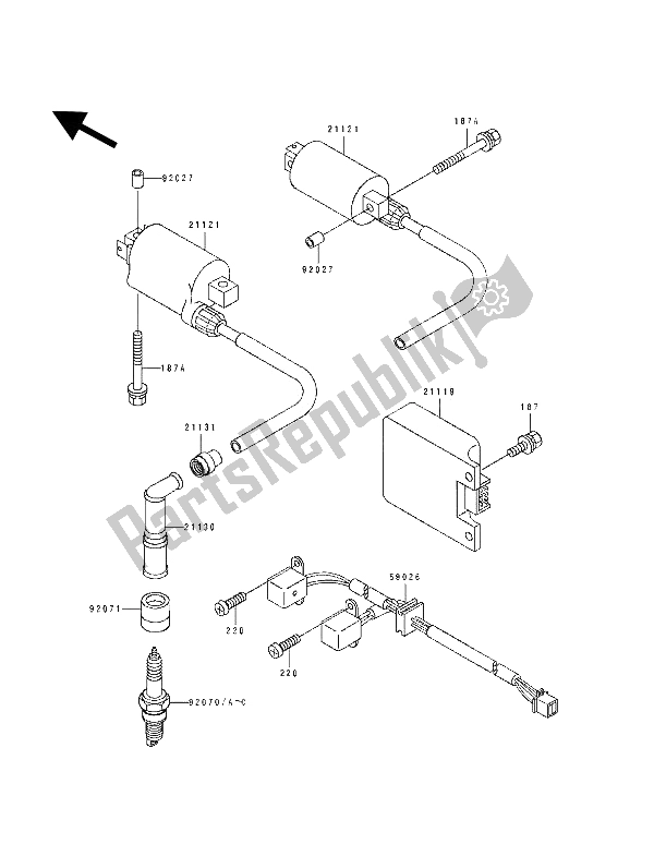 Tutte le parti per il Bobina Di Accensione del Kawasaki GPZ 500S 1992