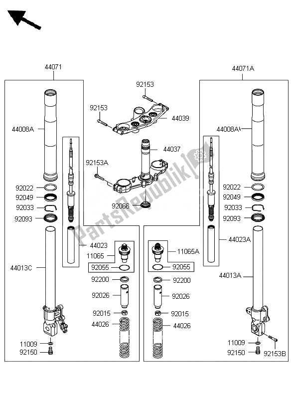 Todas las partes para Tenedor Frontal de Kawasaki Z 750 ABS 2010