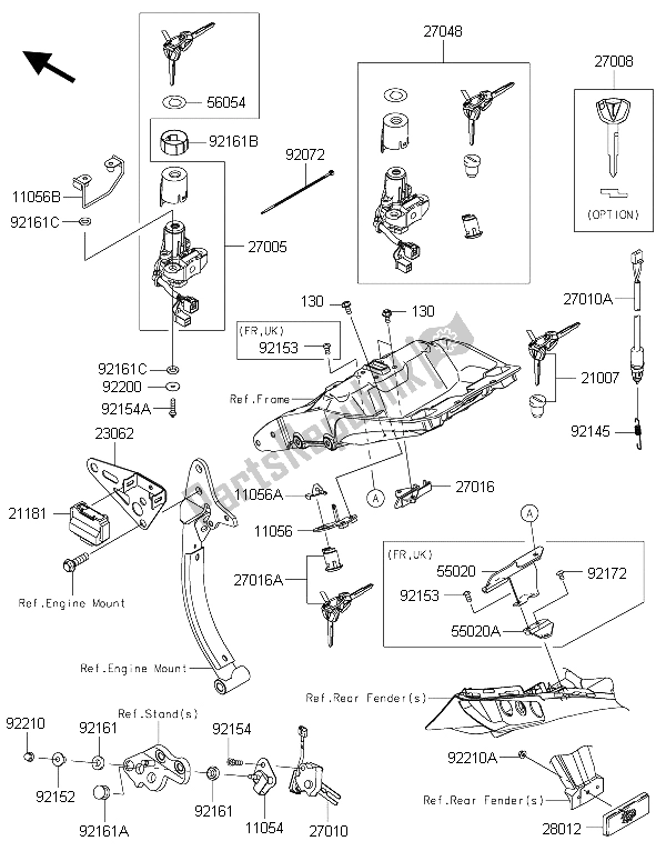 All parts for the Ignition Switch of the Kawasaki Z 1000 SX 2015