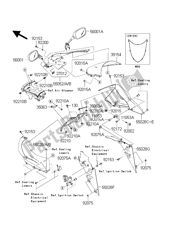 Todas las partes para Cubierta de Kawasaki Ninja ZX 10 RR 1000 2004