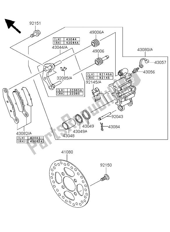 Tutte le parti per il Freno Anteriore del Kawasaki KFX 700 2004