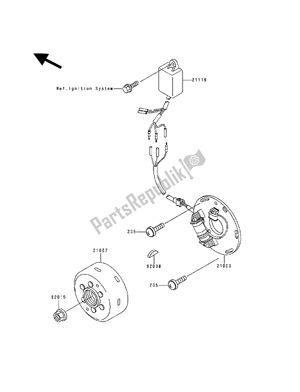 Tutte le parti per il Generatore del Kawasaki KX 500 1993