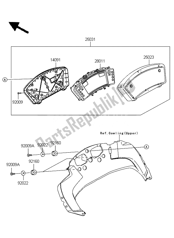 All parts for the Meter of the Kawasaki ER 6F ABS 650 2010