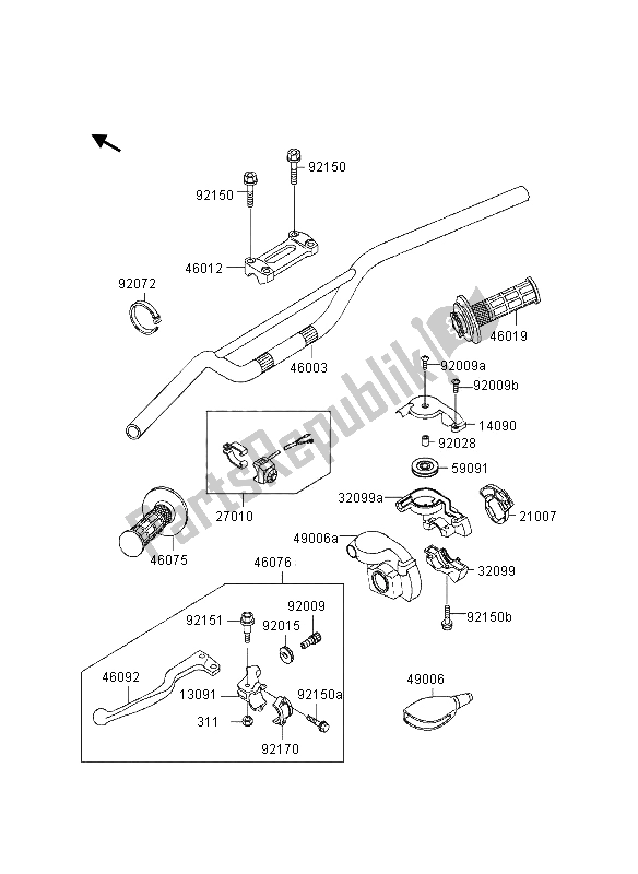 Tutte le parti per il Manubrio del Kawasaki KX 250 1997