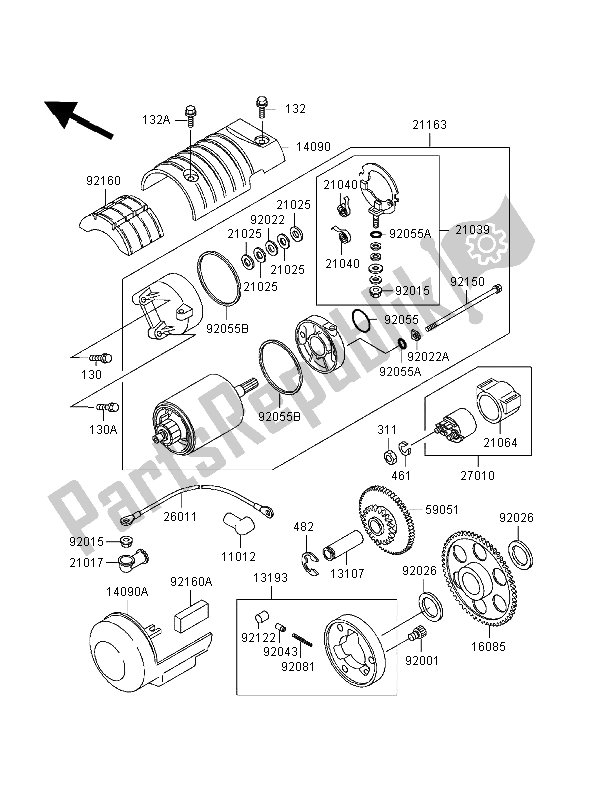 Tutte le parti per il Motorino Di Avviamento del Kawasaki Zephyr 550 1998