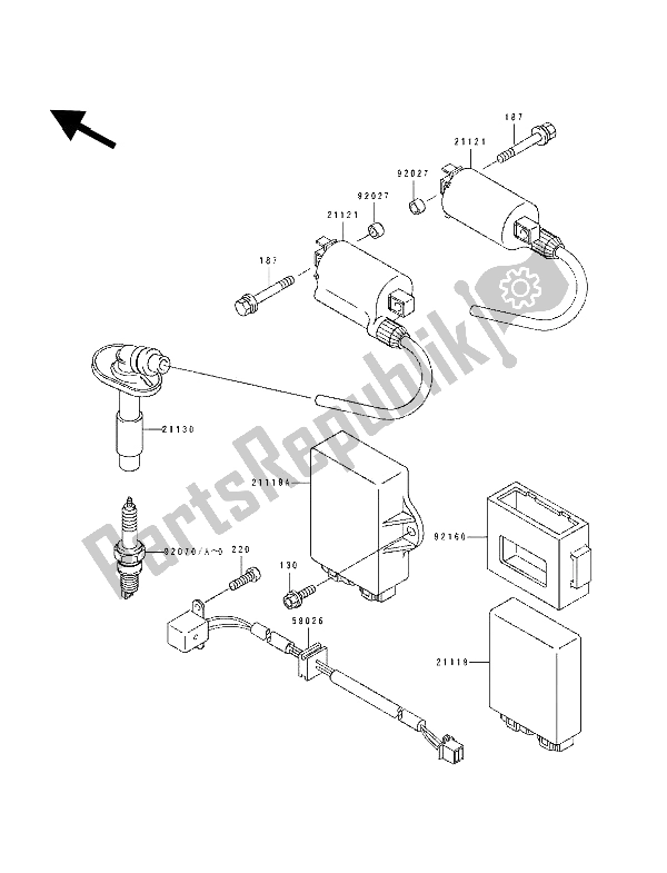 All parts for the Ignition System of the Kawasaki EL 250E 1994