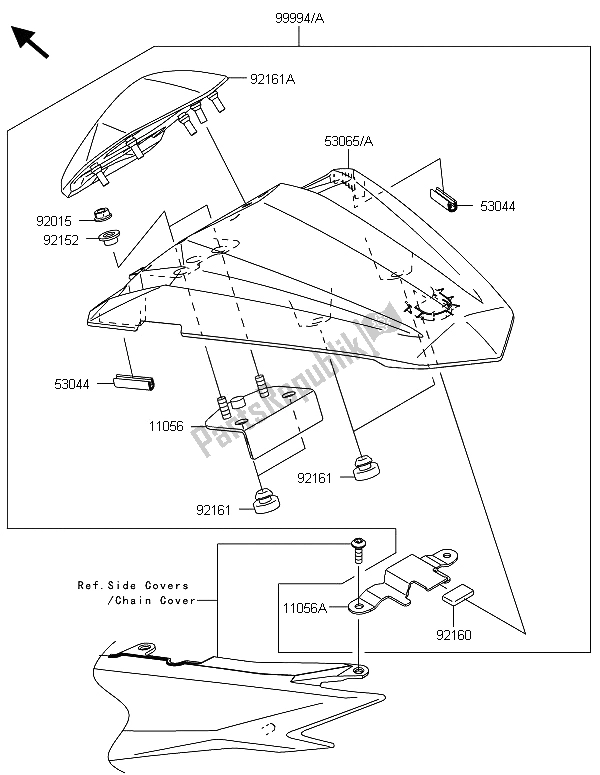 Toutes les pièces pour le Accessoire (housse De Siège Simple) du Kawasaki Ninja 300 2013