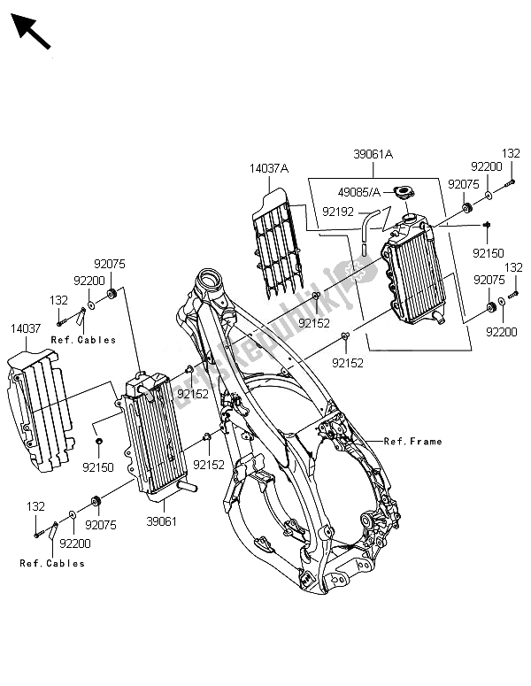 Alle onderdelen voor de Radiator van de Kawasaki KX 450F 2014