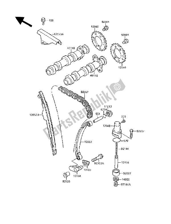 Tutte le parti per il Albero A Camme (s) E Tenditore del Kawasaki GPX 250R 1989