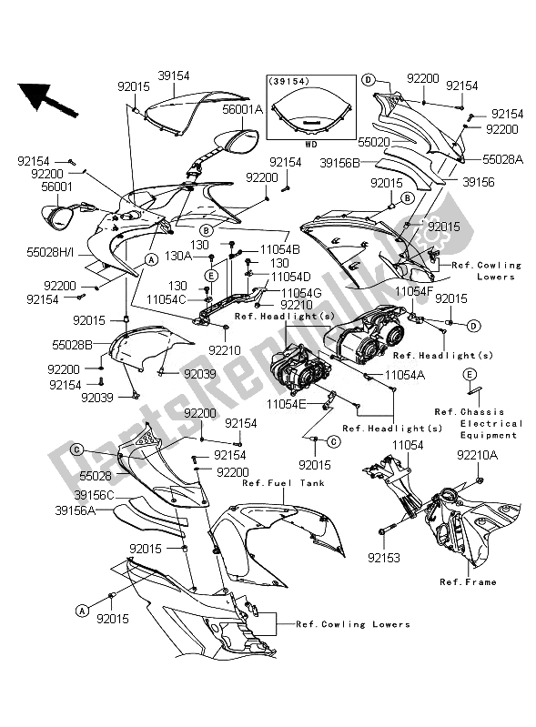 All parts for the Cowling of the Kawasaki ZZR 1400 ABS 2010