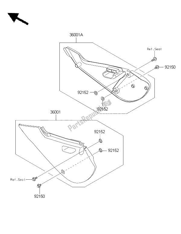 All parts for the Side Covers of the Kawasaki KX 65 2015