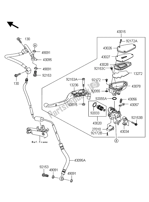 Toutes les pièces pour le Maître-cylindre D'embrayage du Kawasaki 1400 GTR ABS 2012