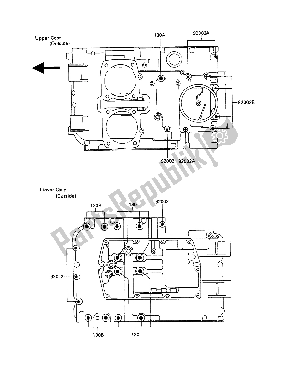 All parts for the Crankcase Bolt Pattern of the Kawasaki GPZ 500S 1989