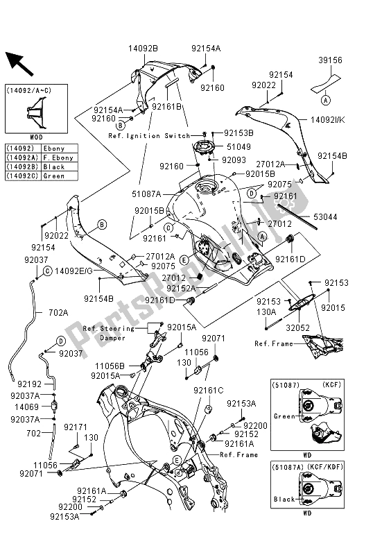 Todas las partes para Depósito De Combustible de Kawasaki Ninja ZX 10R ABS 1000 2013