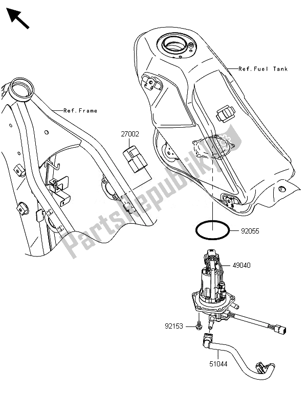 All parts for the Fuel Pump of the Kawasaki KLX 250 2014