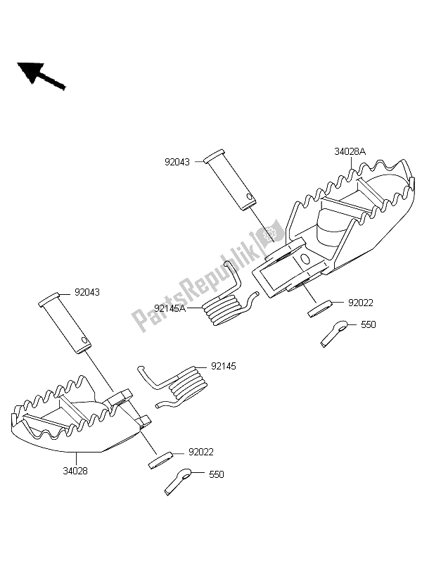 All parts for the Footrests of the Kawasaki KX 85 SW LW 2012