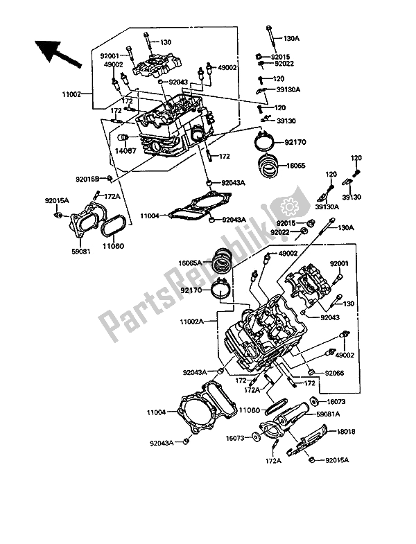 Tutte le parti per il Testata del Kawasaki VN 750 Twin 1994