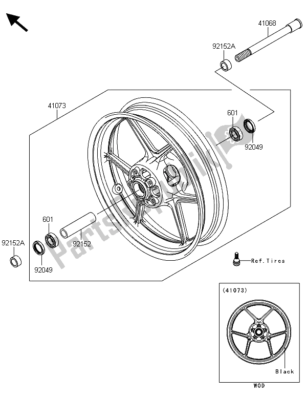 Toutes les pièces pour le Moyeu Avant du Kawasaki Z 800 ABS BDS 2013