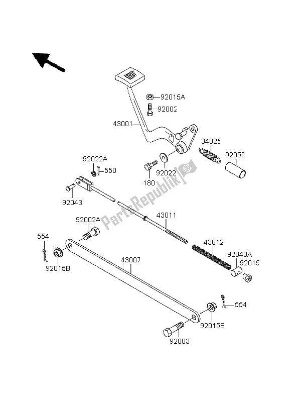 Tutte le parti per il Pedale Del Freno del Kawasaki EL 252 1996