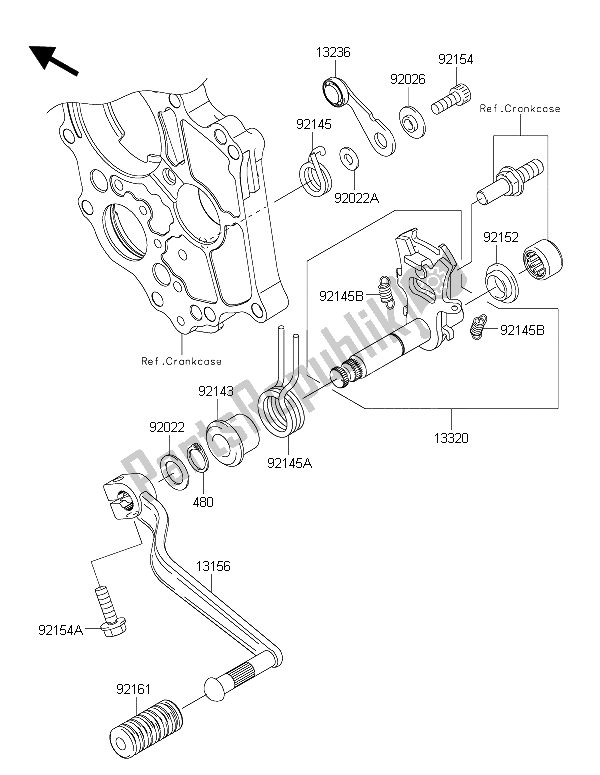 Wszystkie części do Mechanizm Zmiany Biegów Kawasaki ER 6N 650 2015