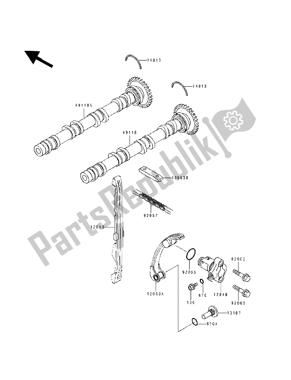 Alle onderdelen voor de Nokkenas En Spanner van de Kawasaki ZXR 750 1992