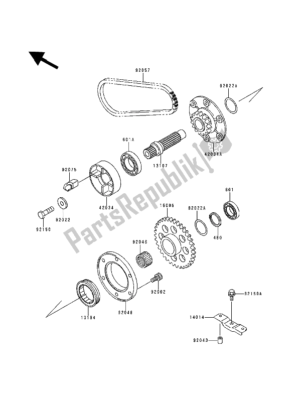 Tutte le parti per il Albero Secondario del Kawasaki Zephyr 1100 1992