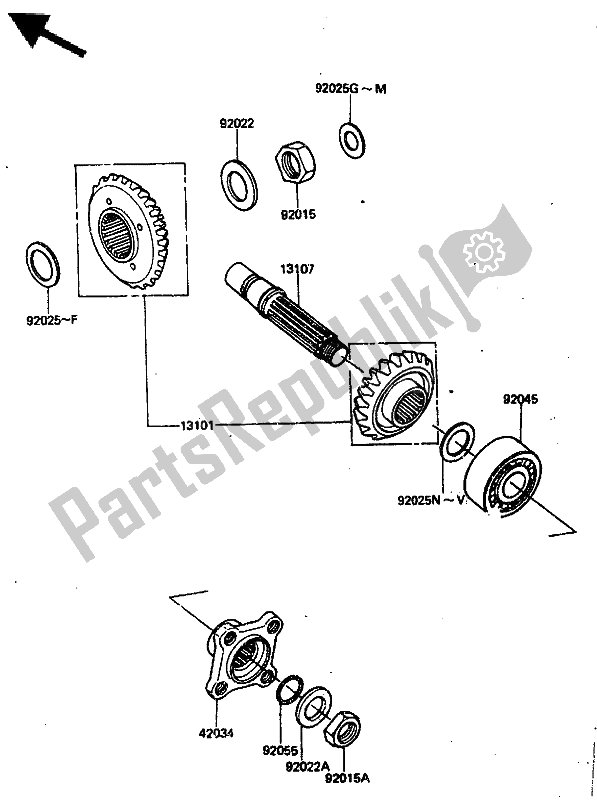 Tutte le parti per il Ingranaggio Conico Anteriore del Kawasaki ZN 1300 1985
