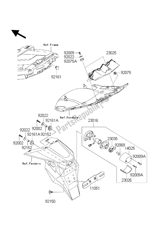 Toutes les pièces pour le Feux Arrières) du Kawasaki Ninja ZX 6R 600 2004