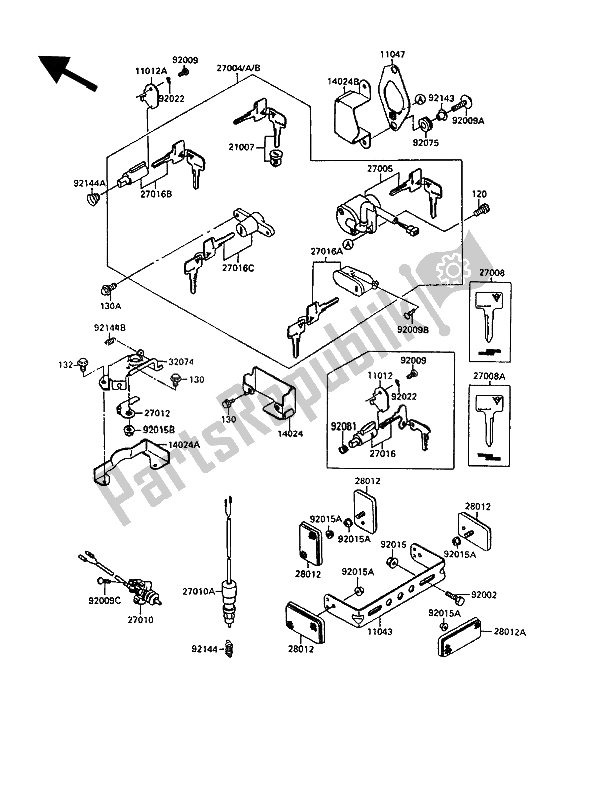 Todas las partes para Switch De Ignición de Kawasaki EN 500 1990