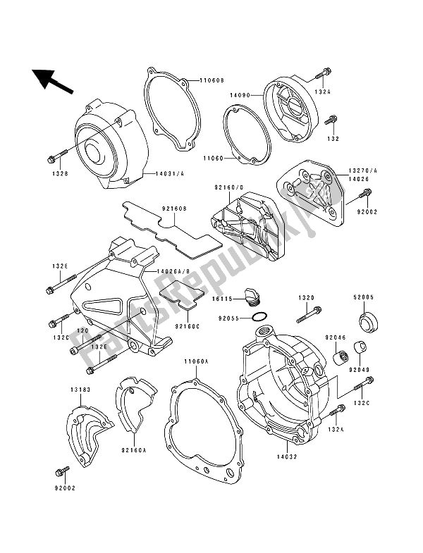 Todas as partes de Tampa (s) Do Motor do Kawasaki Zephyr 550 1994