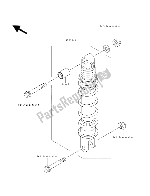 All parts for the Shock Absorber of the Kawasaki ZXR 400 1991