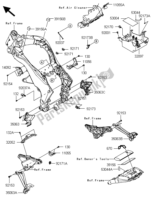 Todas las partes para Accesorios De Marco de Kawasaki Z 1000 ABS 2013