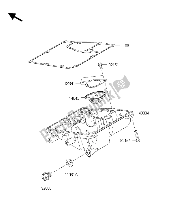 All parts for the Oil Pan of the Kawasaki ER 6N ABS 650 2015