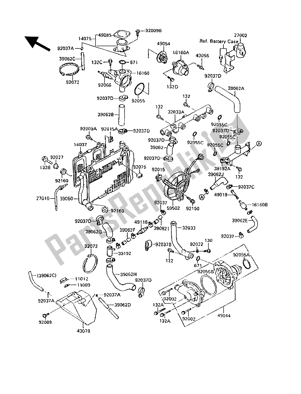 Tutte le parti per il Radiatore (a3a) del Kawasaki GPZ 1000 RX 1988