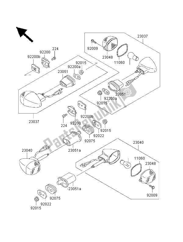 All parts for the Turn Signals of the Kawasaki Ninja ZX 12R 1200 2000