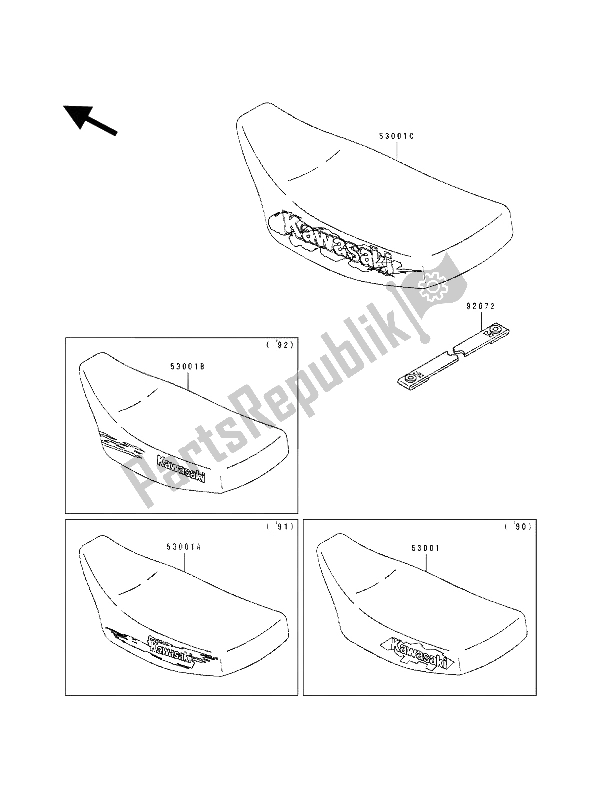 Todas as partes de Assento do Kawasaki KX 60 1993