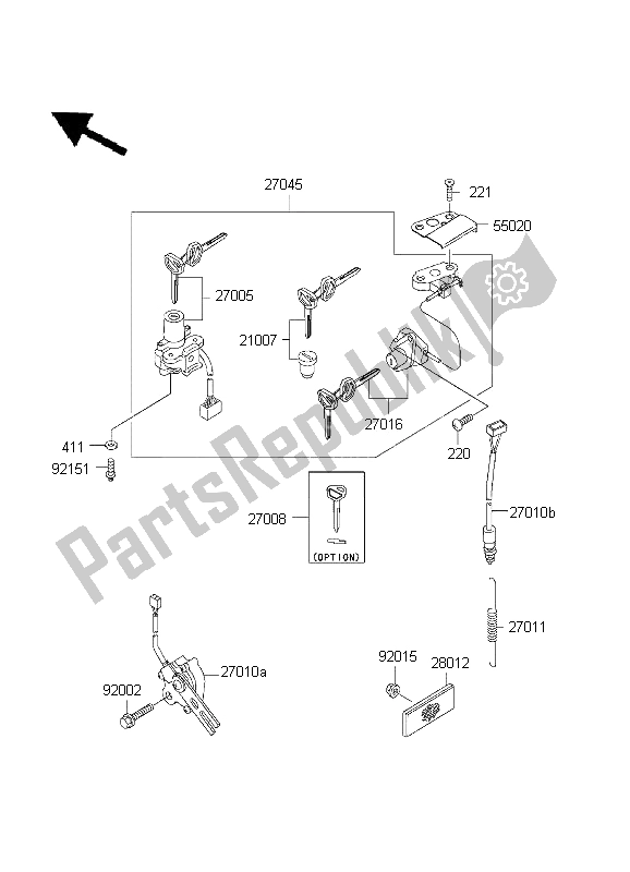 All parts for the Ignition Switch of the Kawasaki Ninja ZX 6R 600 2001