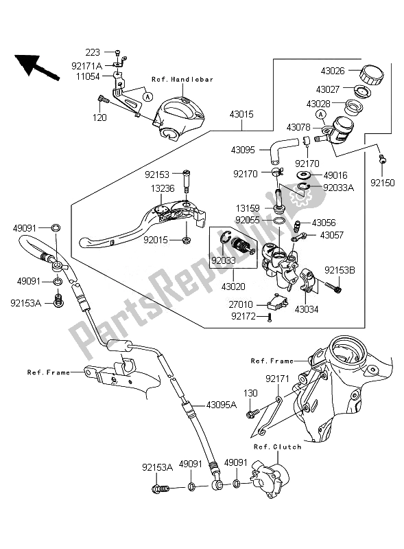 All parts for the Clutch Master Cylinder of the Kawasaki ZZR 1400 ABS 2007