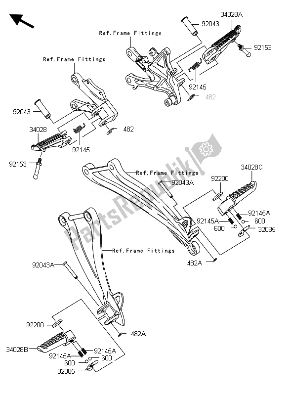 Todas las partes para Reposapiés de Kawasaki Ninja ZX 10R 1000 2010