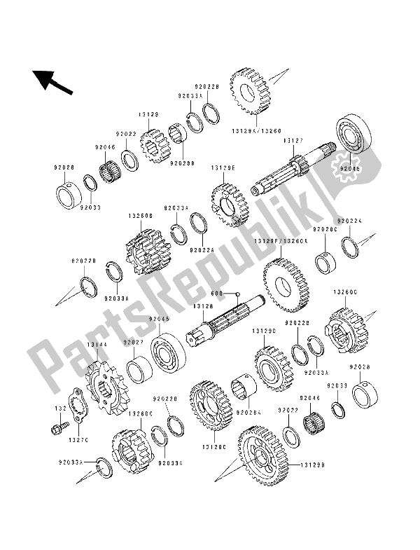 All parts for the Transmission of the Kawasaki GPX 250R 1992