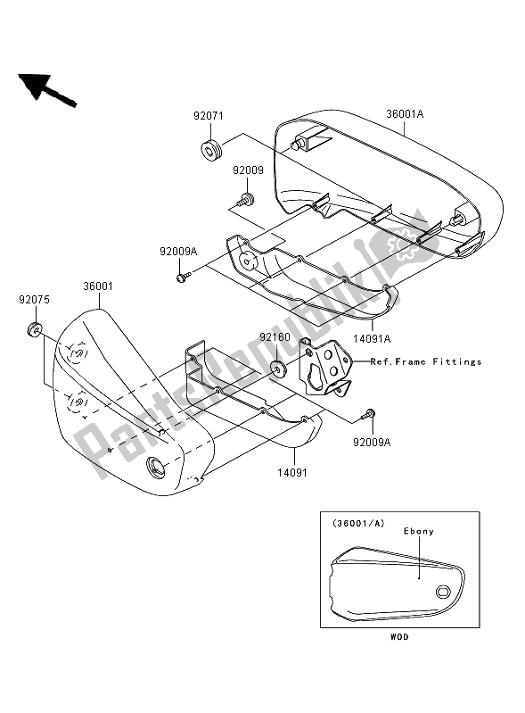 All parts for the Side Covers of the Kawasaki VN 1600 Mean Streak 2006