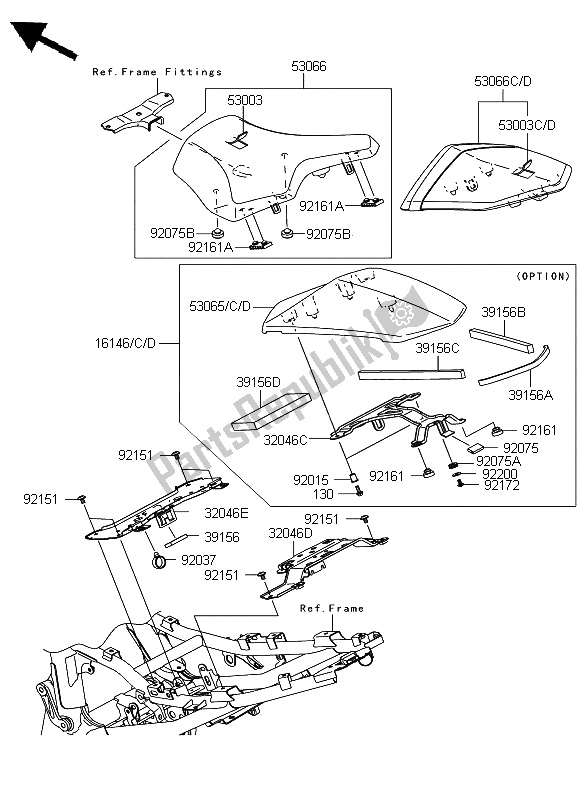 Todas las partes para Asiento de Kawasaki Z 1000 2009