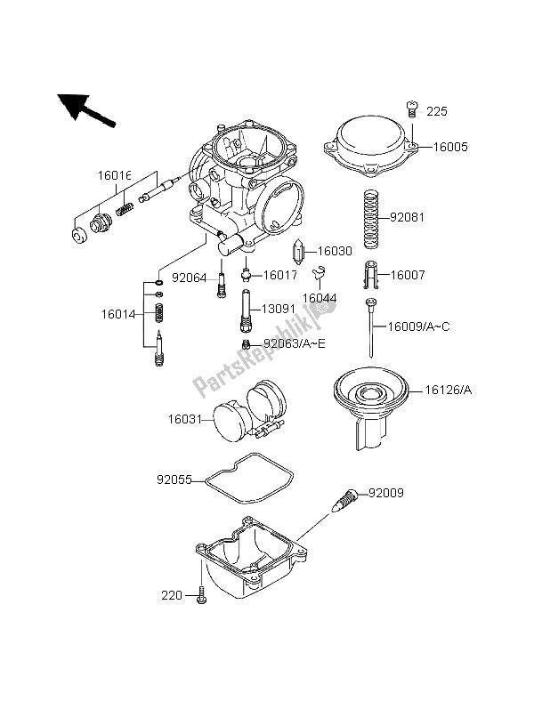 All parts for the Carburetor Parts of the Kawasaki EL 252 1996