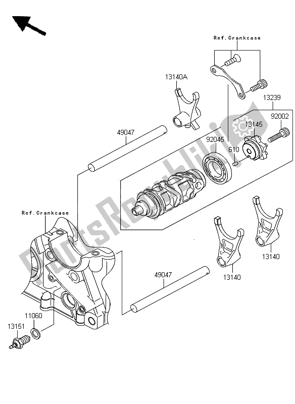 Toutes les pièces pour le Tambour De Changement De Vitesse Et Fourchette De Changement De Vitesse du Kawasaki Z 750 2010