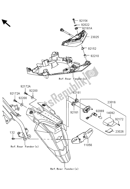 Toutes les pièces pour le Feux Arrières) du Kawasaki ER 6N ABS 650 2013