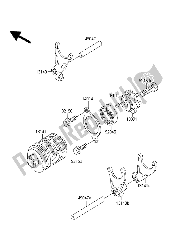 All parts for the Gear Change Drum & Shift Fork of the Kawasaki KDX 200 1999